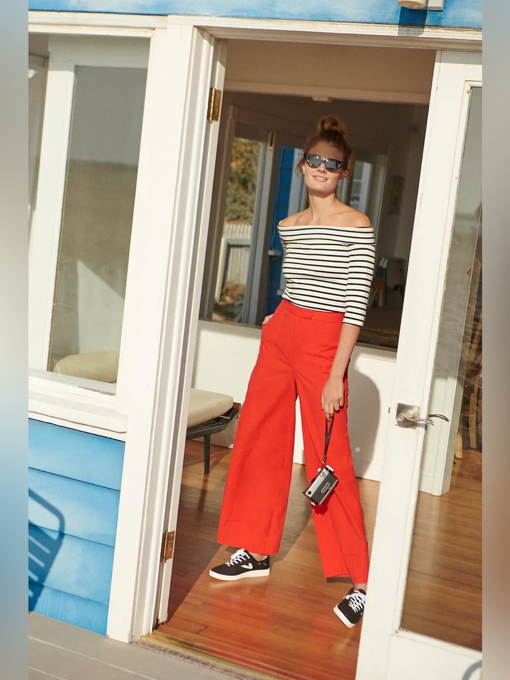 Anthropologie Poplin Wide-Leg Pants Red Size 4 chic preppy fall boho minimalist